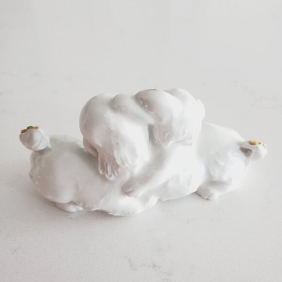 Rare Vintage Capodimonte Italy Gold Leaf Porcelain Crystal Dog Puppy Trinket - Picture 3 of 6